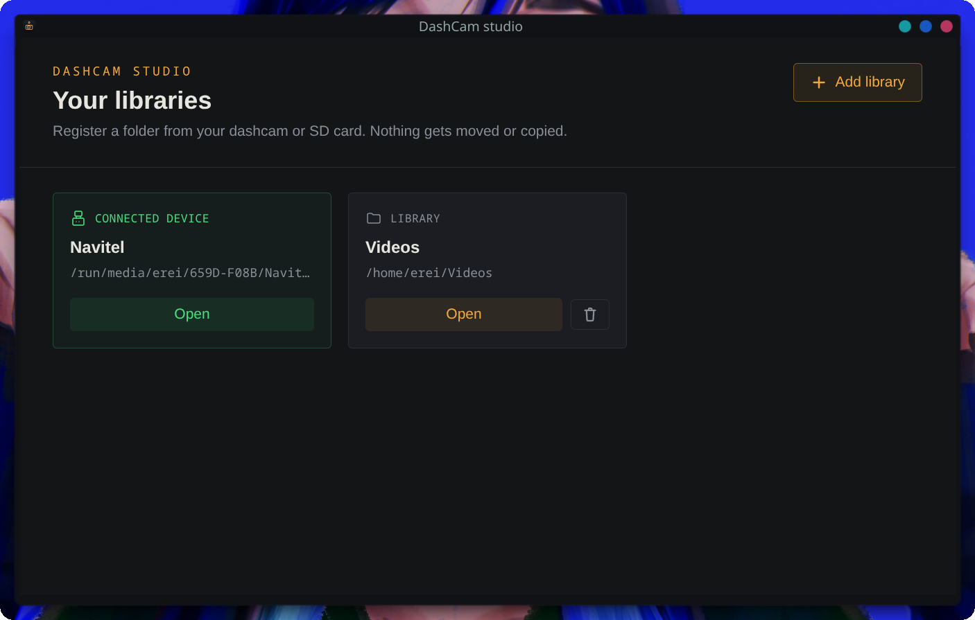 Preview of the library view